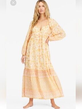 Billabong Endless Sunset Floral Maxi Dress Yellow Peach